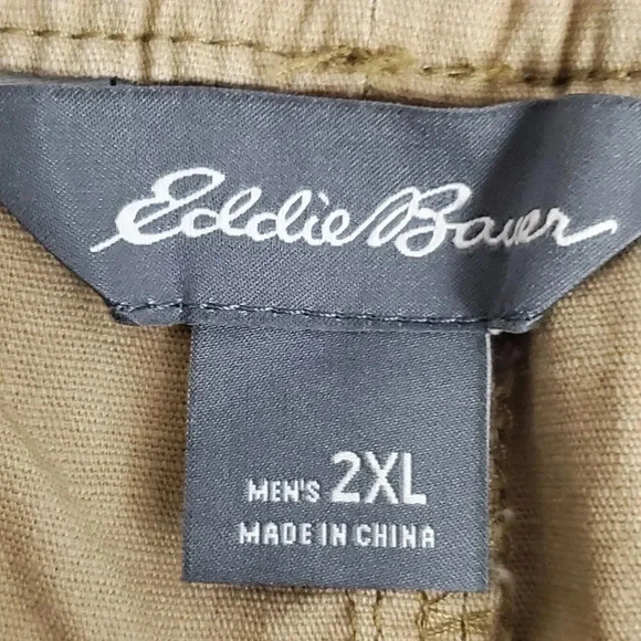 Men's EDDIE BAUER Elastic Pull-On Shorts SZ 2XL Khaki Pockets Hiking Outdoors - Picture 6 of 10